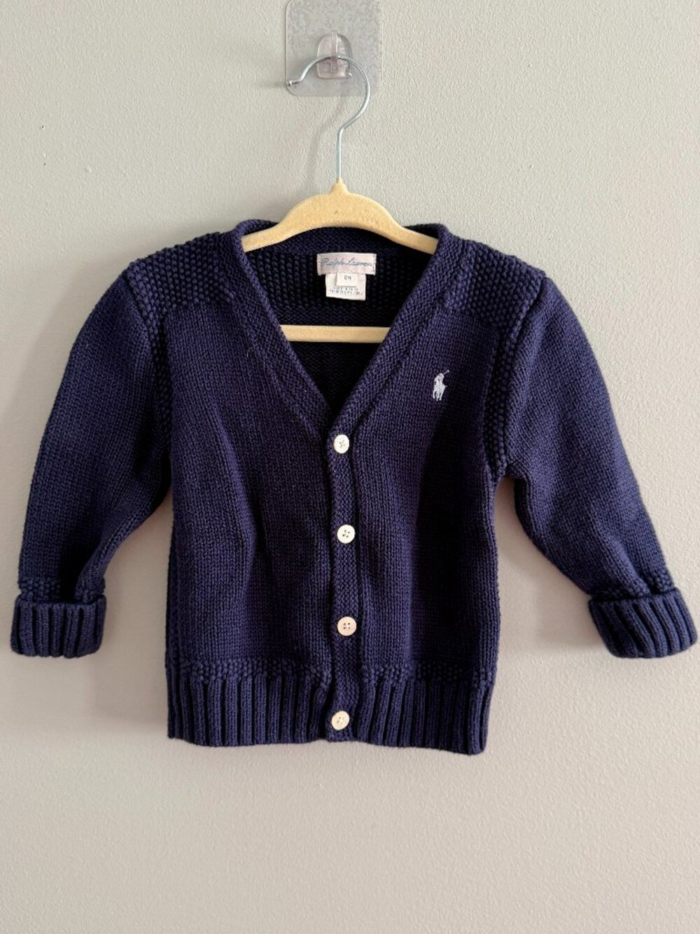 Ralph Lauren Baby Chunky Knit Navy Cardigan 12M